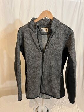 Marc Anthony Black and Gray Herringbone Zip Jacket